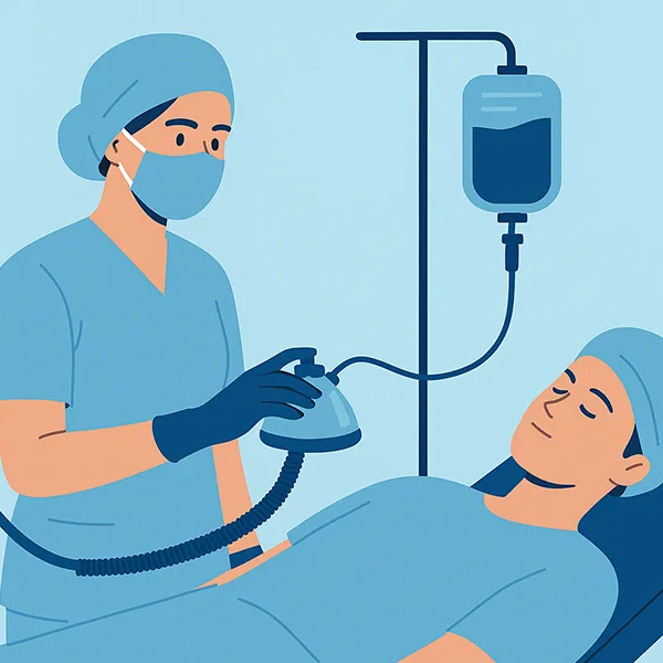 Ilustracija lekara anesteziologa u bolničkom okruženju